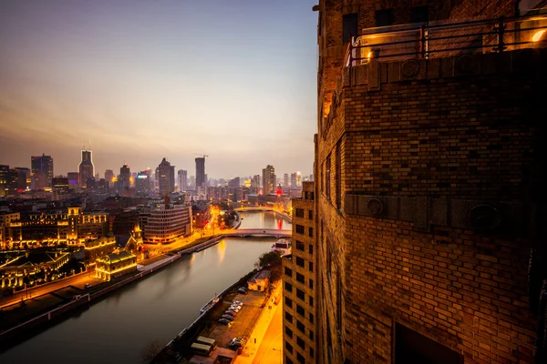 Vista de noche en shanghai china — Foto de Stock