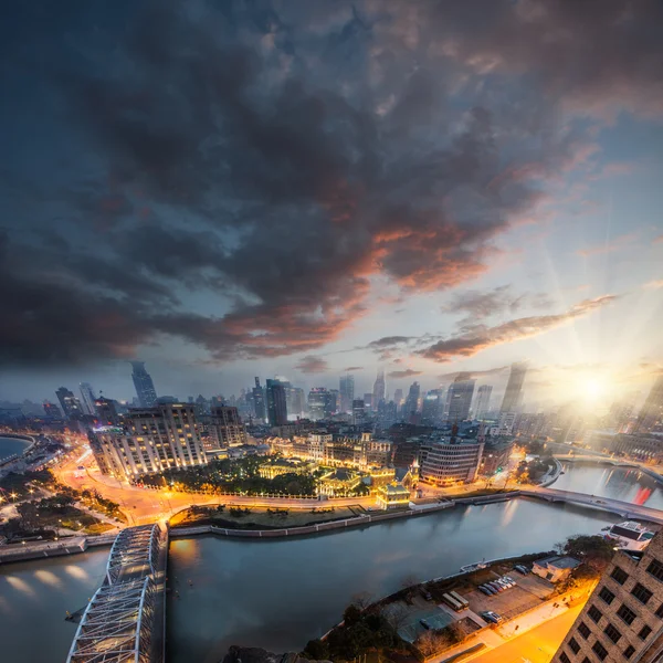 Visão noturna em shanghai china — Fotografia de Stock