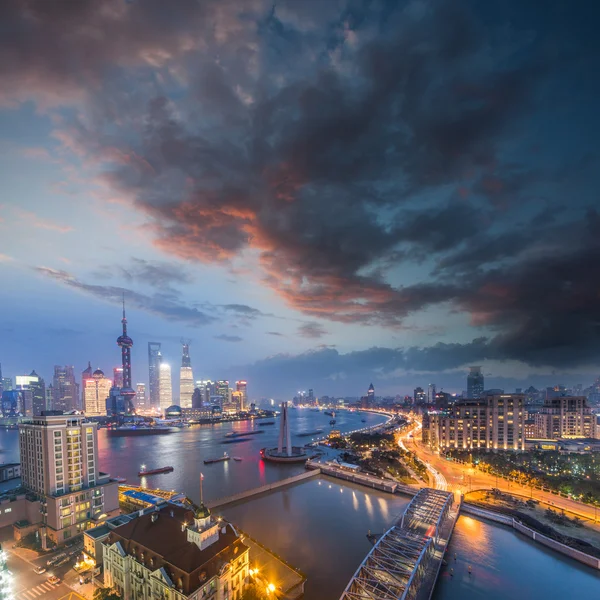 Nachtansicht in Shanghai China — Stockfoto