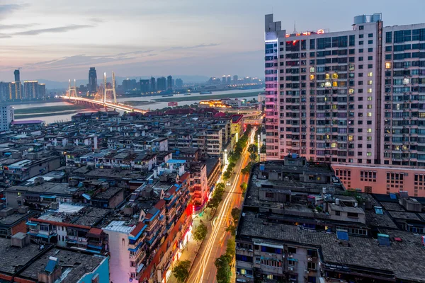 Aerial view of city at night — Stock Photo, Image