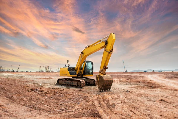 Máquina Cargadora Excavadoras Durante Trabajos Movimiento Tierras Aire Libre — Foto de Stock