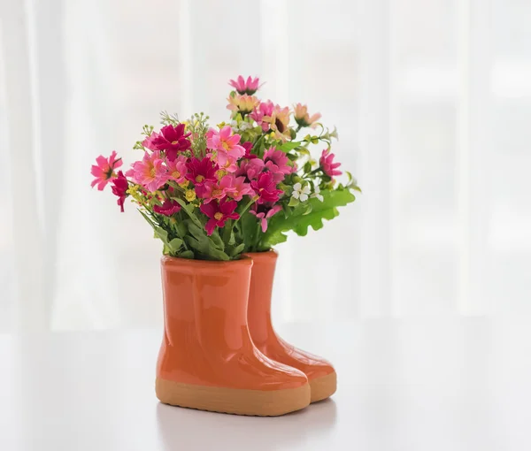 Decorations Garden Boots Flowers — Stock Photo, Image