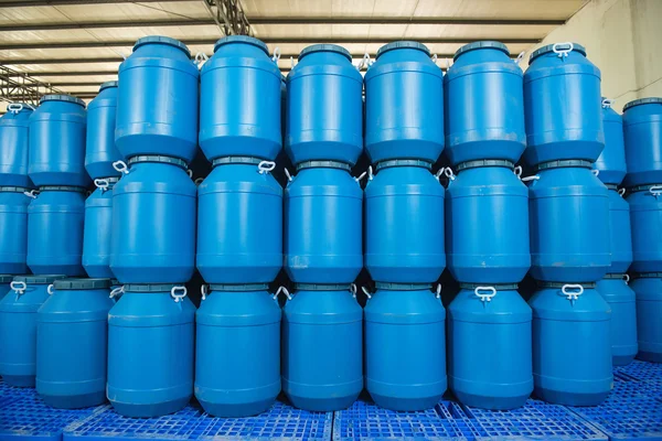 Blue Plastic barrels contain — Stock Photo, Image