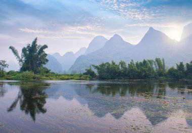 Yangshuo Guilin, Çin 'de manzara