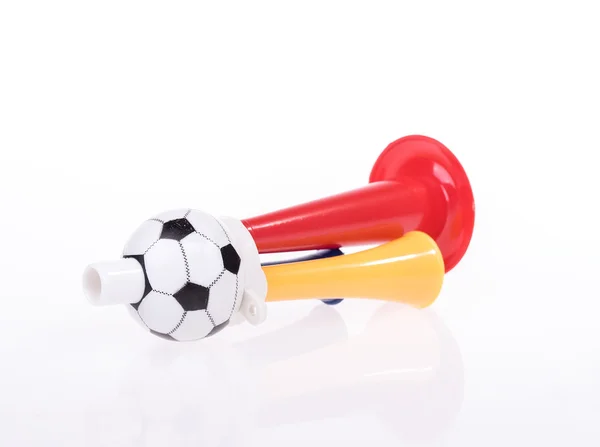 Football soccer triple fan trumpet — Stock Photo, Image