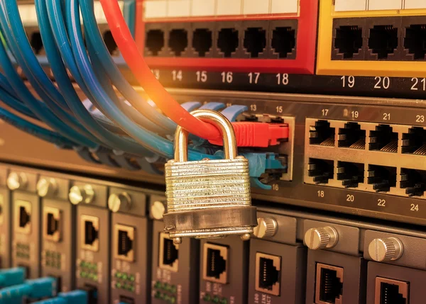 Network and data protection concept with padlock and switch — Stock Photo, Image