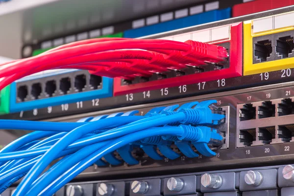 Network Switch Ethernet Cables Data Center Concept — Stock Photo, Image