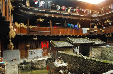 hakka cezaevi tulou duvarlı köy fujian, Çin