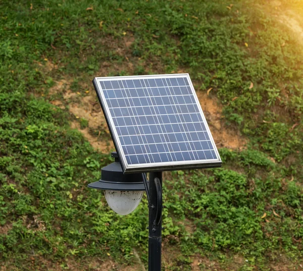 street lamp post with solar panel energy