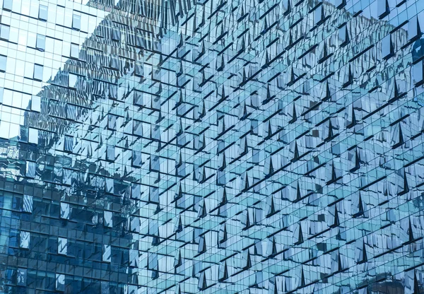 Escritório Contemporâneo Edifício Azul Parede Vidro Detalhe — Fotografia de Stock