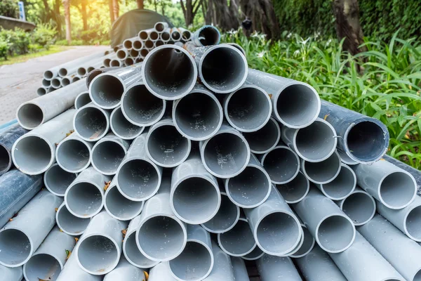 Pvc Pipes Stacked Construction Site — Stock Photo, Image