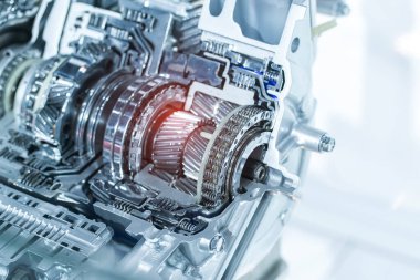 Araba otomotiv şanzımanının metalik arka planı