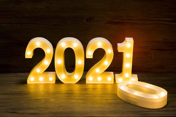 Nieuwjaar Heldere Gloeilampnummers 2021 — Stockfoto