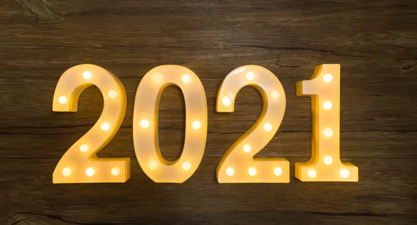 Nieuwjaar Heldere Gloeilampnummers 2021 — Stockfoto