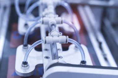 Endüstriyel makinede robotik pnömatik piston ünitesi, otomasyon sıkıştırılmış hava fabrikası