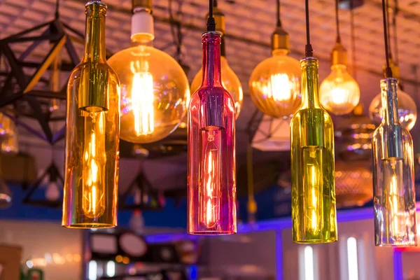 Decorative Beer Bottle Style Diode Light Bulb Hang Ceiling — Stock Photo, Image