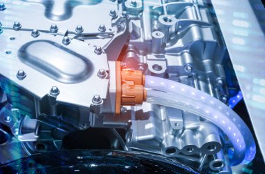 Eko otomobil motorunun elektrik sistemi, otomotiv bölümü kavramı.