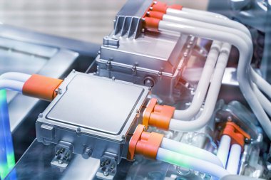 Eko otomobil motorunun elektrik sistemi, otomotiv bölümü kavramı.