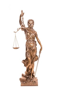 Statue of justice isolated on white, law concept clipart