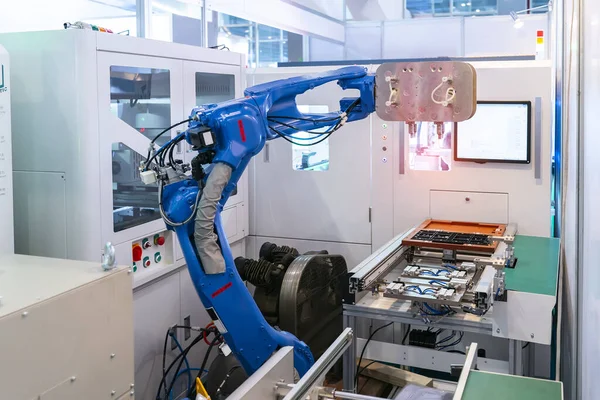 Unité Pneumatique Robotisée Ventouse Piston Sur Machine Industrielle Production Usine — Photo