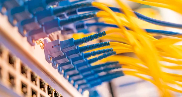 Fiber Optisk Kabel Ansluta Till Kommunikation Distributionspunkt — Stockfoto