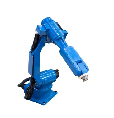 Sanayi için robotik kol beyazda izole