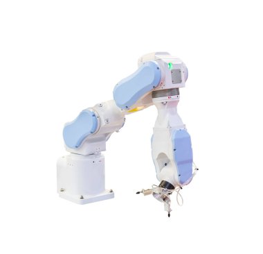 Sanayi için robotik kol beyazda izole