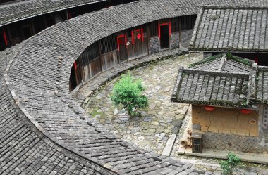 Hakka Roundhouse tulou duvarlı Köyü