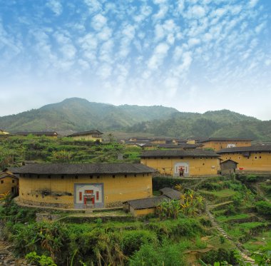 Hakka Roundhouse tulou duvarlı Köyü