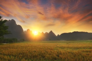 Yangshuo Guilin, Çin 'de manzara