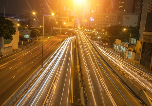 Hong kong, moderna staden på natten — Stockfoto