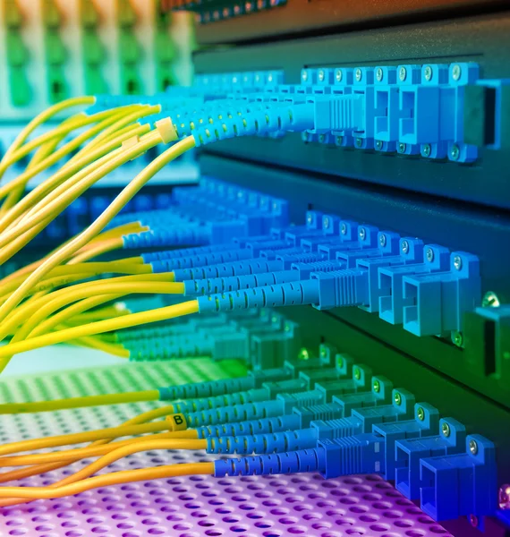 Technology center with fiber optic equipment — Stock Photo, Image