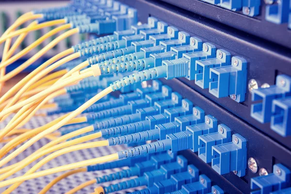 Technology center with fiber optic equipment — Stock Photo, Image