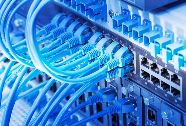 Nätverkskablar och ethernet-kablar, Data Center Concept — Stockfoto