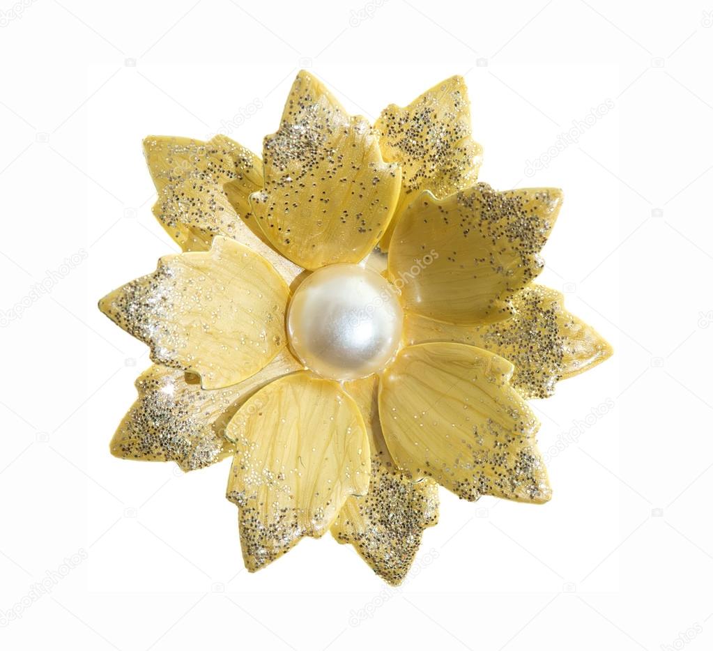  flower brooches on white background