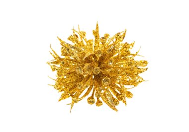 Beyaz arka planda altın parıltılı kar taneleri. Mutlu yıllar ve mutlu Noeller..