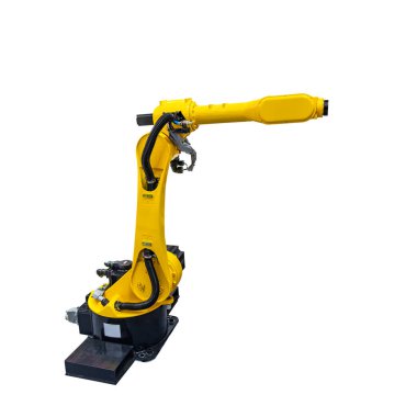 Endüstriyel robot kol üzerinde beyaz izole