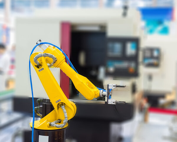 Robotic hand machine tool at industrial manufacture factory — Stock Photo, Image