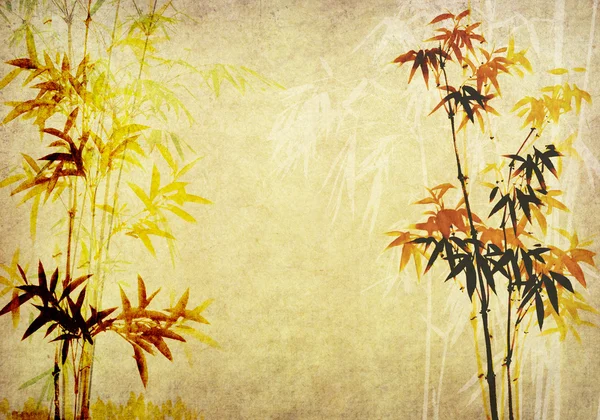 Bamboo on old grunge paper texture background — Stock Photo, Image