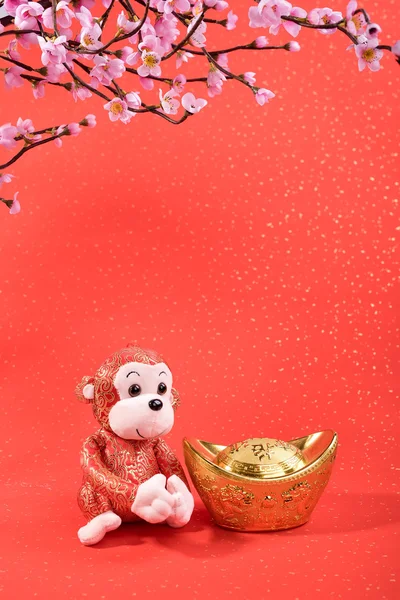 중국 음력 새 해 축제 backgr에 원숭이의 장식 장난감 — 스톡 사진