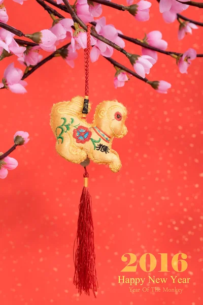 2016 jest rok małpy, chiński tradycyjny węzeł — Zdjęcie stockowe