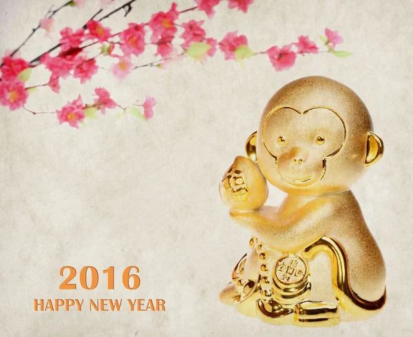 2016 est année du singe, Singe d'or, Calligraphie chinoise trans — Photo