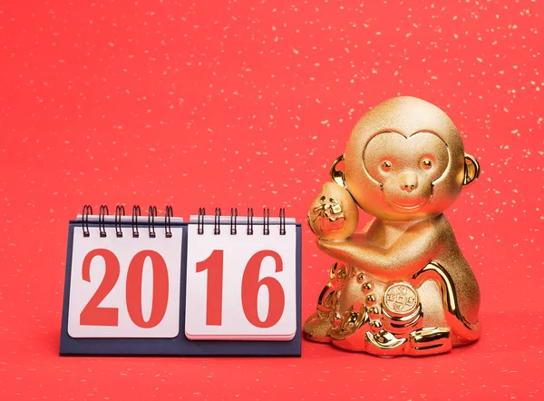 2016 ist das Jahr des Affen, des Goldaffen, der chinesischen Kalligraphie — Stockfoto