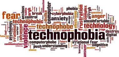 Technophobia word cloud clipart
