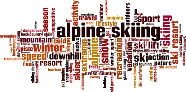 Alpejskie narciarstwo chmura słowa — Wektor stockowy