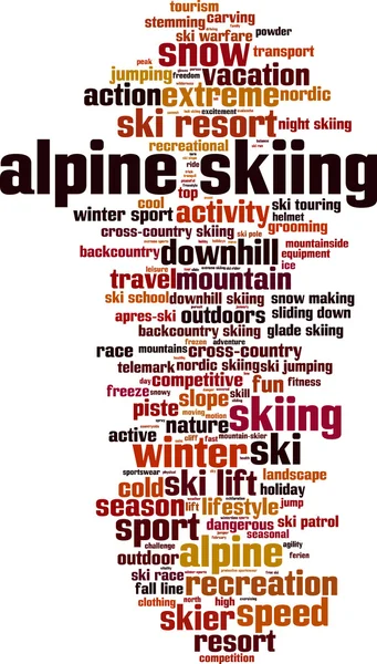 Alpejskie narciarstwo chmura słowa — Wektor stockowy