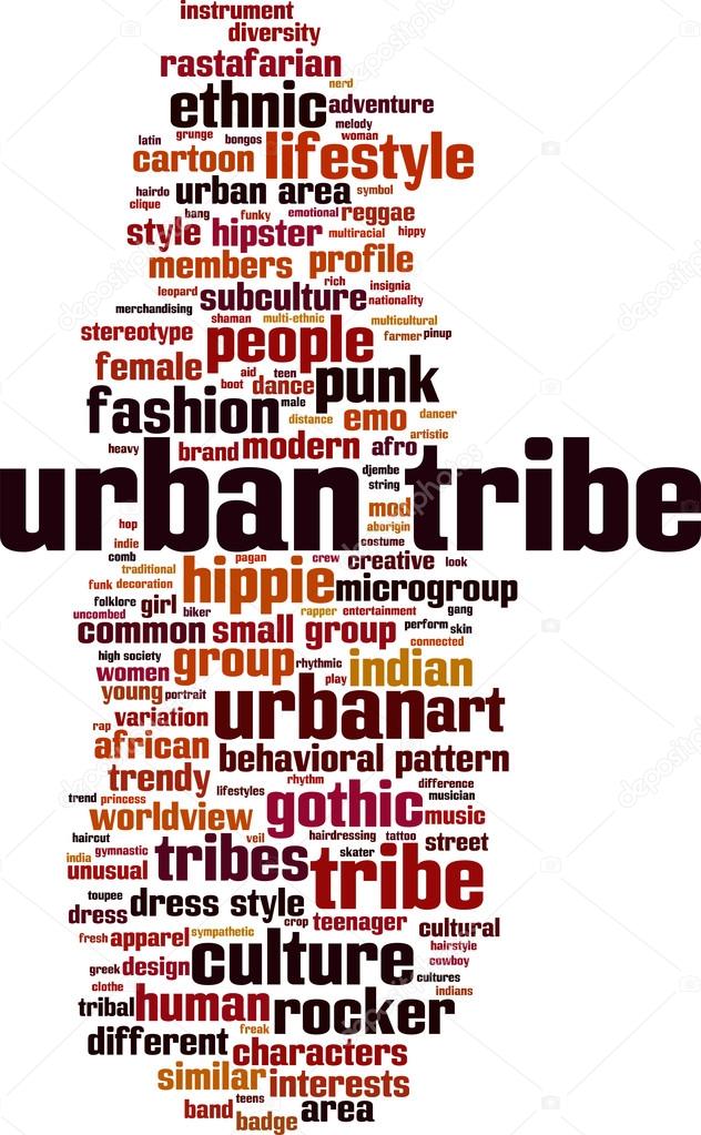 Urban tribe word cloud concept. Vector illustration