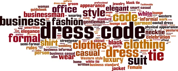Código de vestimenta palabra nube — Archivo Imágenes Vectoriales