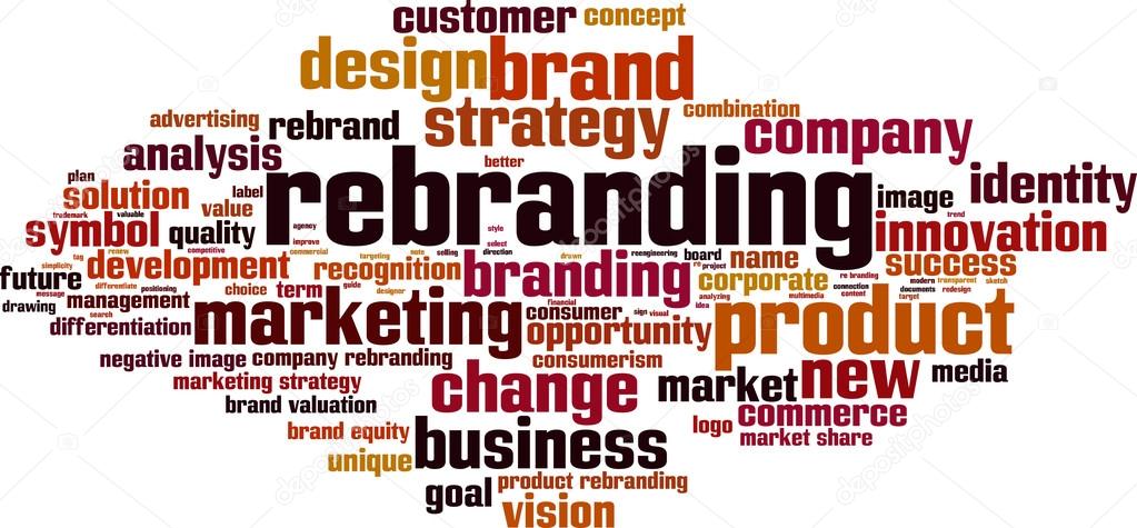 Rebranding word cloud concept. Vector illustration