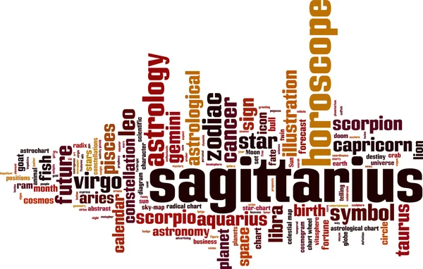 Sagittarius word cloud — Stock Vector